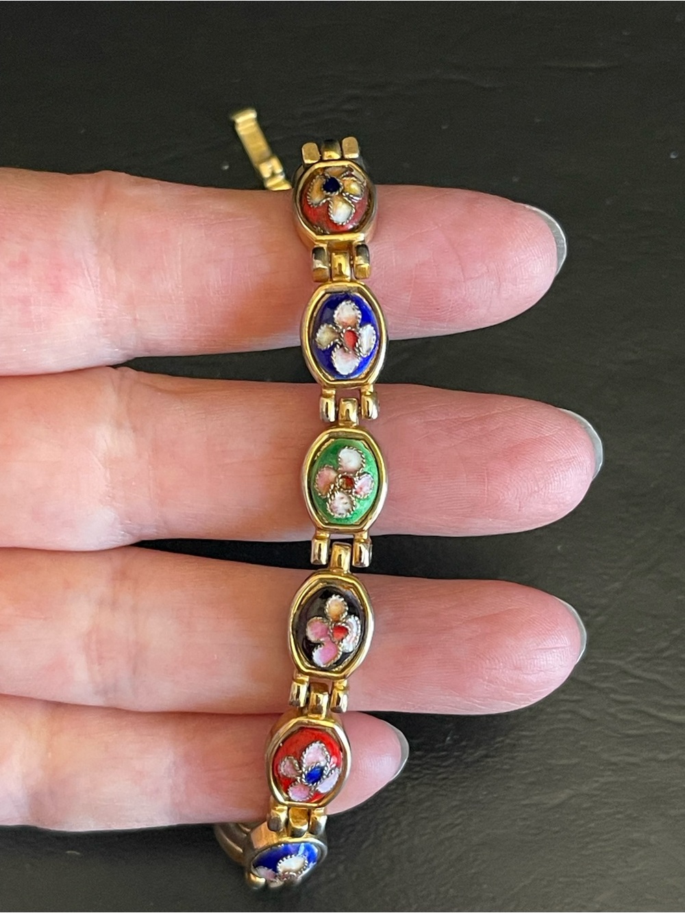 Multi color Chinese cloisonné bracelet.